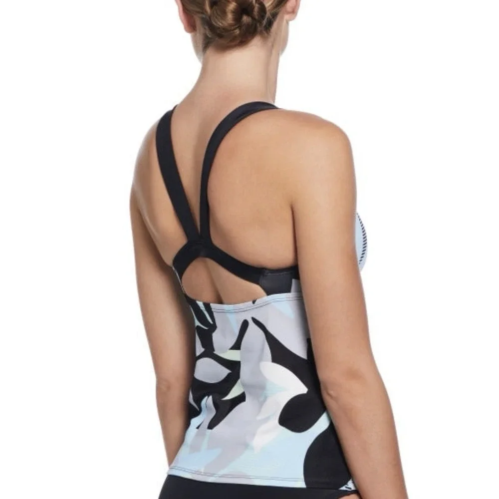 NIKE Women's Mesh Floral Print V-Back Tankini Set Medium NESSF366-001